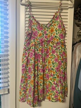 Patrons of Peace Floral Dress in Pink, Yellow & Green